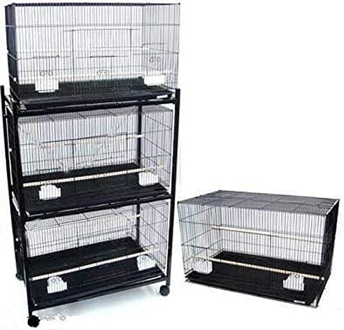 Lote de cuatro jaulas grandes de 30 pulgadas para pájaros canarios canarios, periquitos, cría de periquitos, con soporte rodante (negro, lote de 4