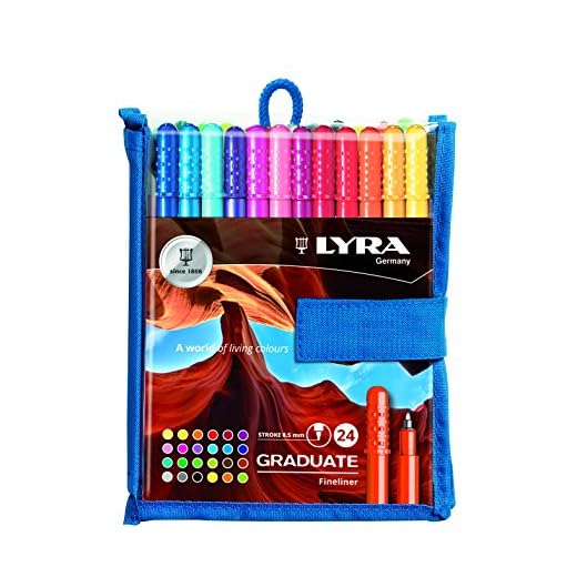 LYRA Pack de 24 rotuladores de Punta sintética, Multicolor, 16,5 x 2,4 x 16 cm