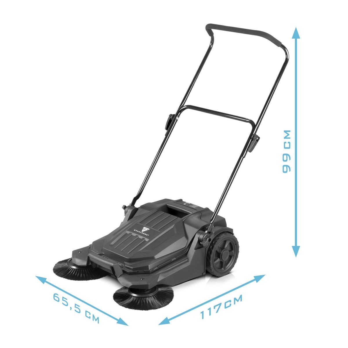 STAHLWERK Spazzatrice SL-20 ST con larghezza di 650 mm e capacità di 20 l, spazzatrice manuale a terra | Spazzatrice manuale con 2 spazzole