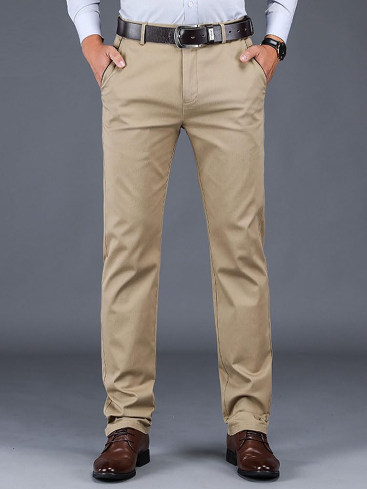 Hommes Chino Pantalon Slim Fit Stretch Pantalons Moulants Casual Élastique Pantalon Droits Confort Vintage Business Pantalon avec Poches Coupe Ajustée Pantalon