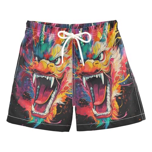 Boccsty Chinese Dragon Head Boys Swim Trunks Baby Kids Swimwear Summer Toddler Beach Board Shorts 2T