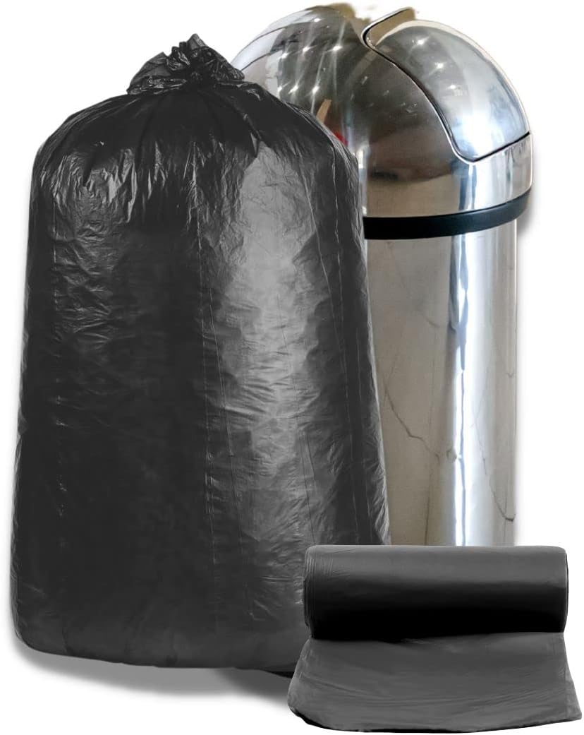 Plasticplace 32-33 Gallon Trash Bags │ 16 Microns │ Clear High Density Garbage Can Liners │ 33” x 40” (250 Count)