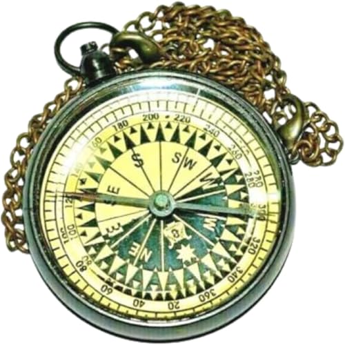 Brújula vintage de latón con reloj de sol 2.5 pulg miniatura 1