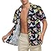 80s Shirts for Men Funny Vintage 90s Outfit Hawaiian Party Beach Shirts Button Down Retro Disco Shirt Mens 1980s Clothing 80s Geometric Black XL
