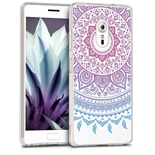 kwmobile Funda Compatible con Lenovo ZUK Z2 Pro - Carcasa de TPU y Sol hindú en Azul/Rosa Fucsia/Transparente