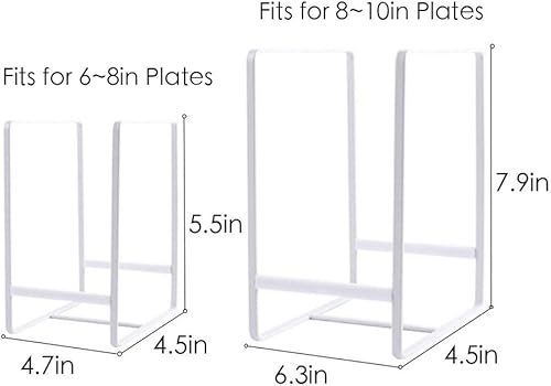 Miniatura 5 de Organizador de platos de metal vertical para almacenamiento de platos para encimera de cocina armario armario caravana color blanco