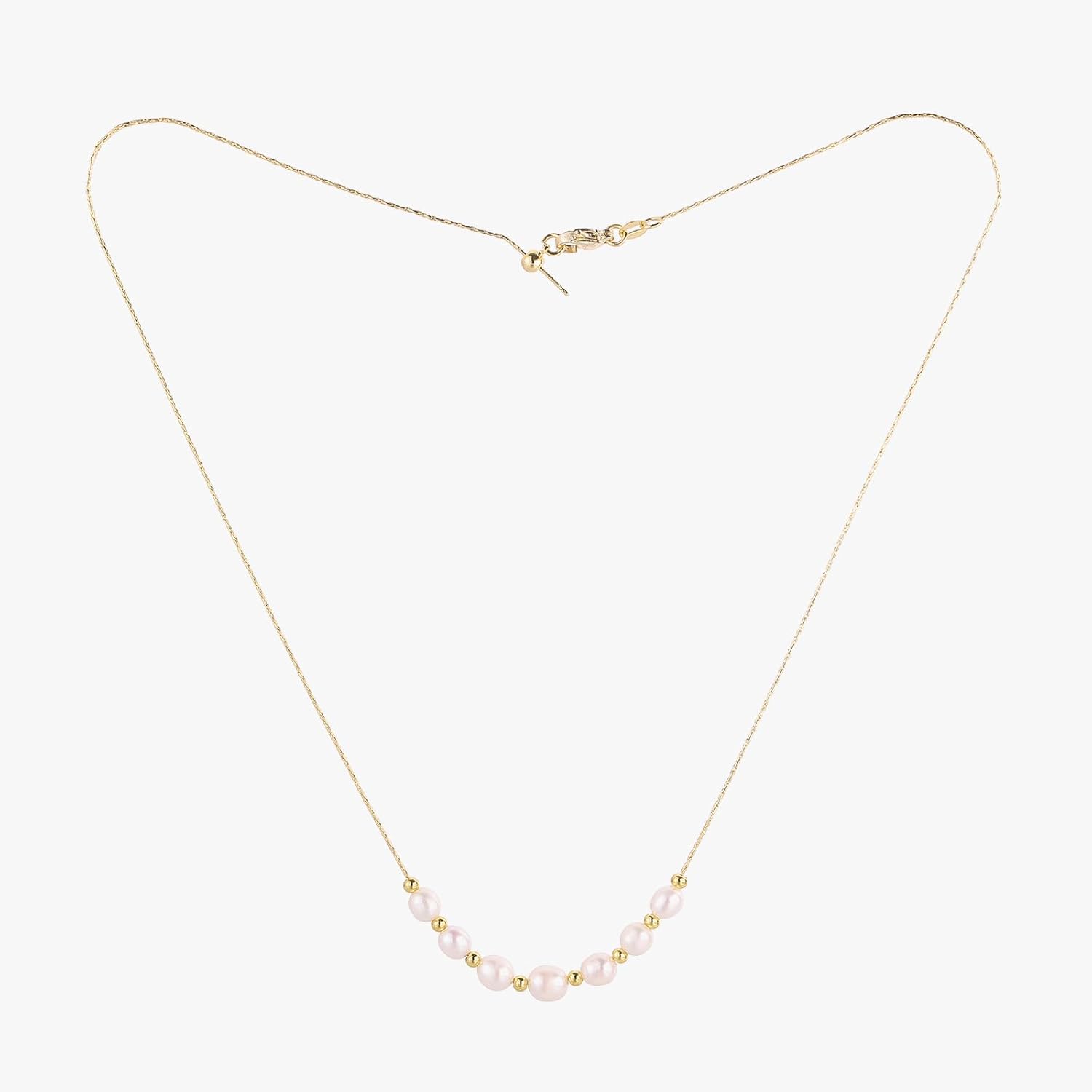 Pearl Necklace for Women Dainty Smiling Pearl Necklace, Christmas Gifts for Women | 5-6mm Freshwater Pearl Bar on 16+2" Adjustable Chain | Minimalist Holiday Jewelry Gift for Her, Wife, Girlfriend ﻿ - Image 2