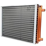 GPOAS 18x20 Heat Exchanger Water To Air, Forced Air Heating with 1 Copper Ports Hot Water Coil for Outdoor Wood Furnaces, Residential Heating