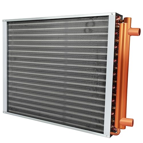 GPOAS 18x20 Heat Exchanger Water To Air, Forced Air Heating with 1 Copper Ports Hot Water Coil for Outdoor Wood Furnaces, Residential Heating