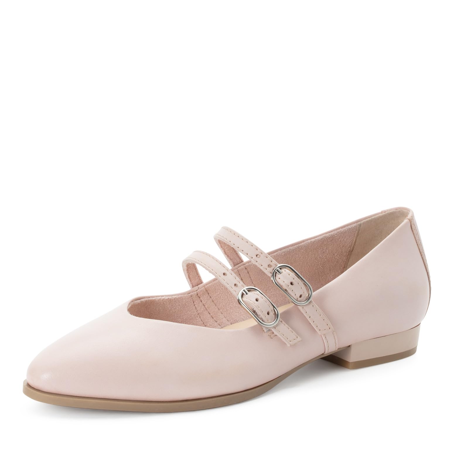 MARCO TOZZI Women Ballerinas Soft Feel Me Footbed Leather Soft Lining Pointed, Pink (Nude), 4.5 UK