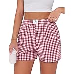 ANRABESS Boxer Shorts for Women Gingham Pajama 2025 Summer Casual Lounge Sleep Plaid Shorts Y2K Beach Bottoms