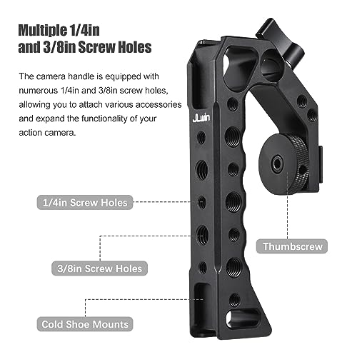 Image of Andoer Universal Top Handel Camera Top Handgrip with 4 Cold Shoe Mounts ARRI Positiong Hole 1 /4in and 3 /8in Threaded Holes Compatible with Camera Cage Sports Camera for Vlogging Live Streaming