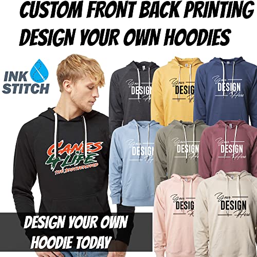 INK STITCH Unisex SS1000 Custom Design Your Own Printing Front and Back Lightweight Terry Hoodies - Sand (M)3