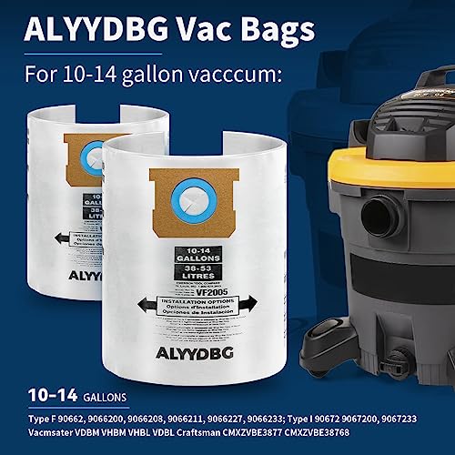 Image of 3 Pack Shop Vac 10-14 Gallon Bags. ALYYDBG Type F 90662 9066200 9066233, Type I 90672 9067200 9067233, VF2005, CMXZVBE3877, CMXZVBE38768 Disposable Dust Bags