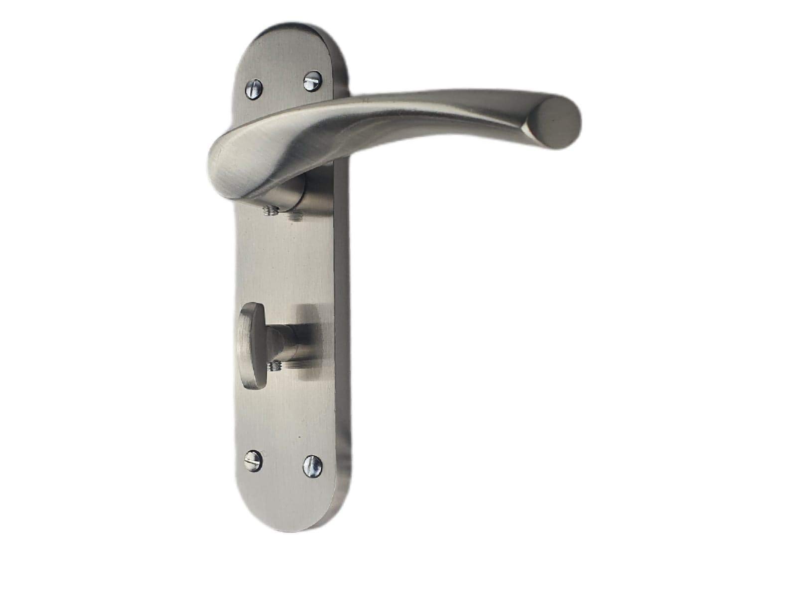 Golden Grace Astrid Bathroom Door Handles On Backplate Satin Stainless Steel Finish