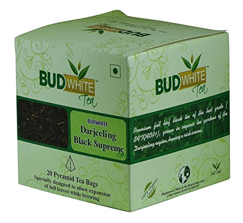 Budwhite Darjeeling Black Supreme Green Tea - 20 Pyramid teabags