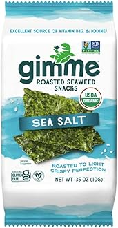 gimMe Premium Roasted Seaweed, Sea Salt,. 35oz (10g)