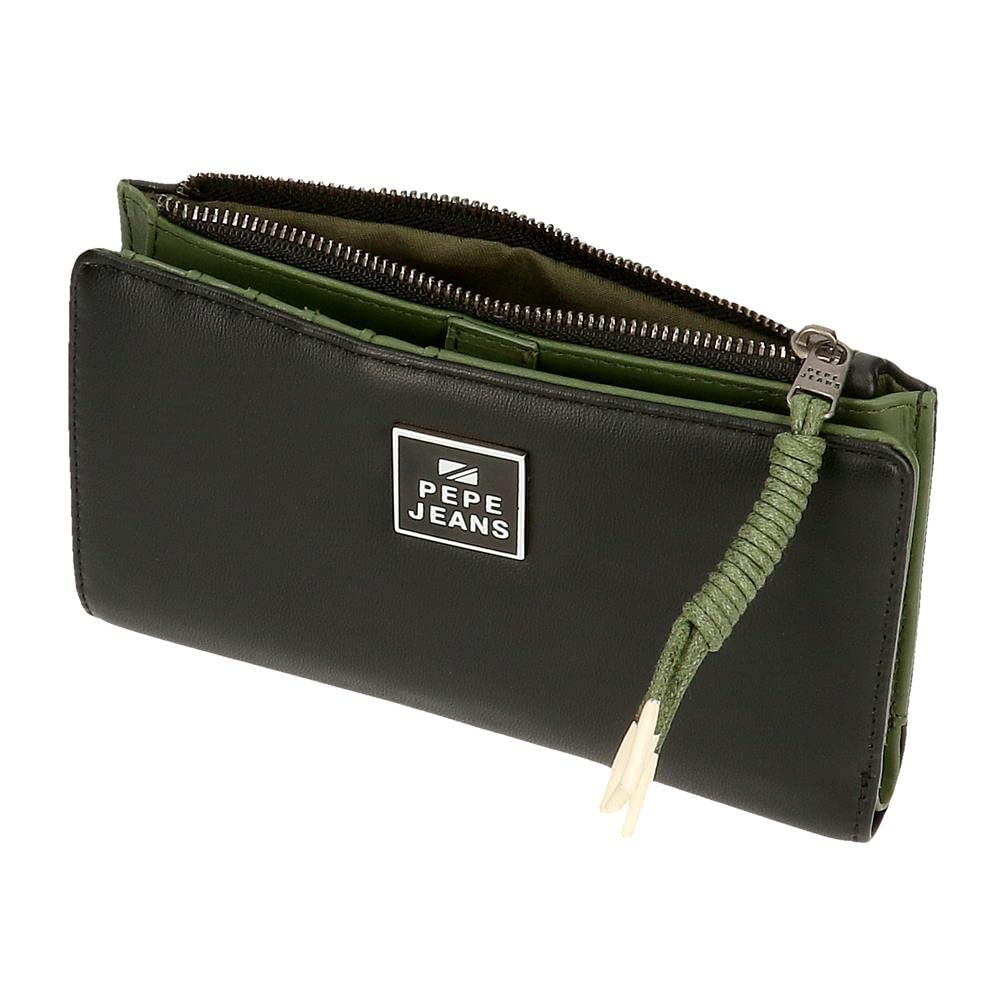 Pepe Jeans Bea Cartera con Tarjetero Negro 17x10x2 cms Piel sintética