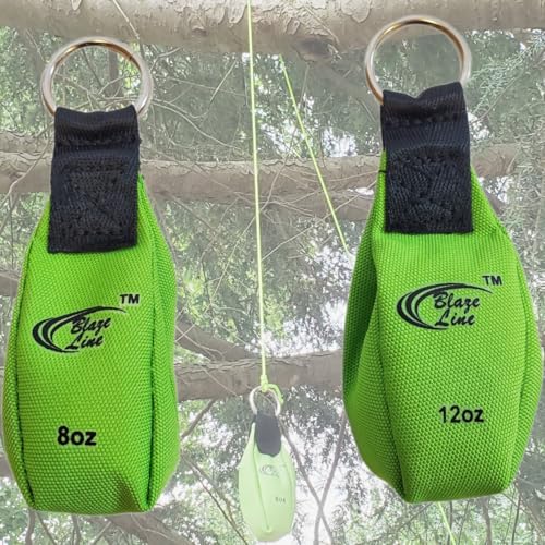 Blaze Line Arborist Throw Weight Pouch Bag 2-Pack Set (8 OZ and 12 OZ)- Outdoor Sports Arborist Tree Climbing Rope Climbing Tree Work Gear (Neon Green)