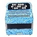 22 Key 8 Bass Accordion Professional Accordion Musical Instrument with 2 Straps for Accordionists Performance (Sky Blue)