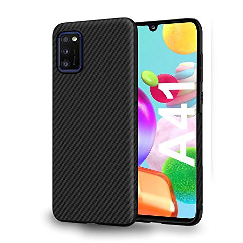 ebestStar - Etui Dla Samsung Galaxy A41, Pokrowiec Wzór Węglowy Ochrona Carbon TPU Premium, Antywstrząsowy, Czarny