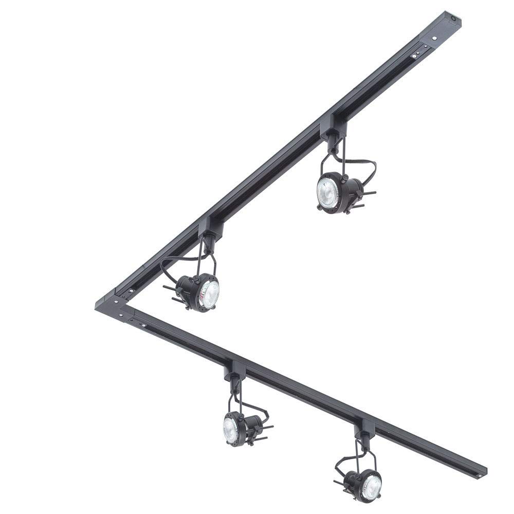 LITECRAFT Kitchen Track Light with Greenwich Fixture & GU10 LED Bulbs - (Black, 2M L-Shape 4 Light)