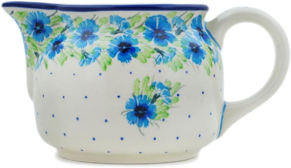 Polmedia Polish Pottery Pitcher UNIKAT - Springing Into Spring Pattern Handmade in Boleslawiec Poland by Ceramika Artystyczna + Certificate of Authenticity