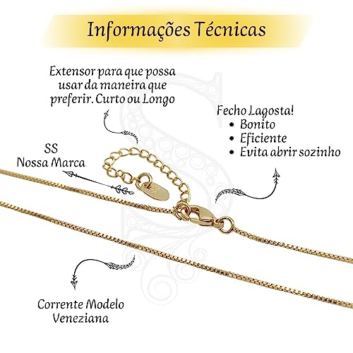 Colar Nossa Senhora Aparecida com Manto Azul Grande Banhado a Ouro 18k – Semi Joia Elegante e Religi