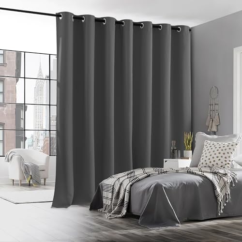 Image of RYB HOME Blackout Patio Door Curtain - Window Treatment Curtain Shades Room Divider Curtain Thermal Insulated Vertical Blind Drapes for Sliding Glass Door Backdrop , Wide 100 x Long 95 inch, Grey