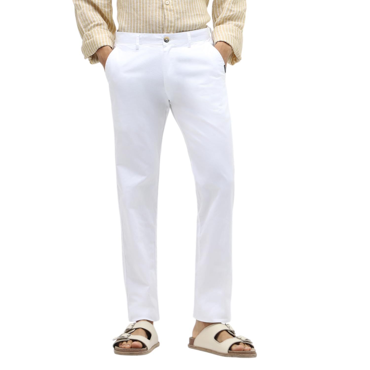 Men's Cotton Light Weight Non-Stretch Slim Fit Casual Trousers