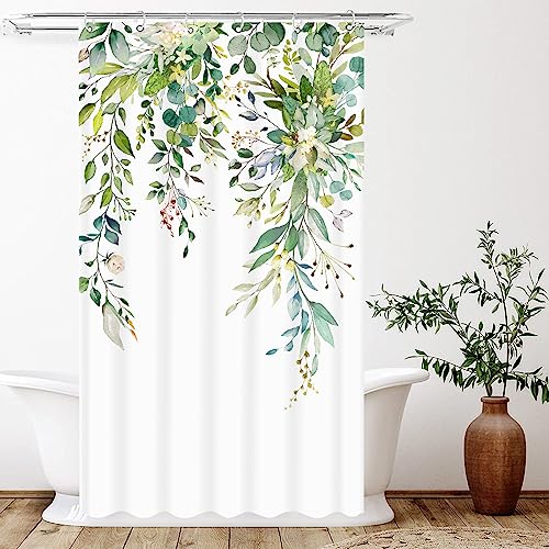 Rideau de douche eucalyptus vert floral tissu imperméable salle de bain - 3