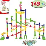 JOYIN 149 Pcs Marble Run Premium Set, Construction Building Blocks Toys, STEM Learning Toy, Educational Building Block Toy(109 Solid-Colors Plastic Pieces + 40 Glass Marbles)