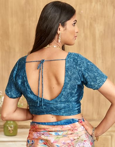 Image of SIRIL Women's Silk Crepe Floral Printed Saree With Unstitched Blouse Piece