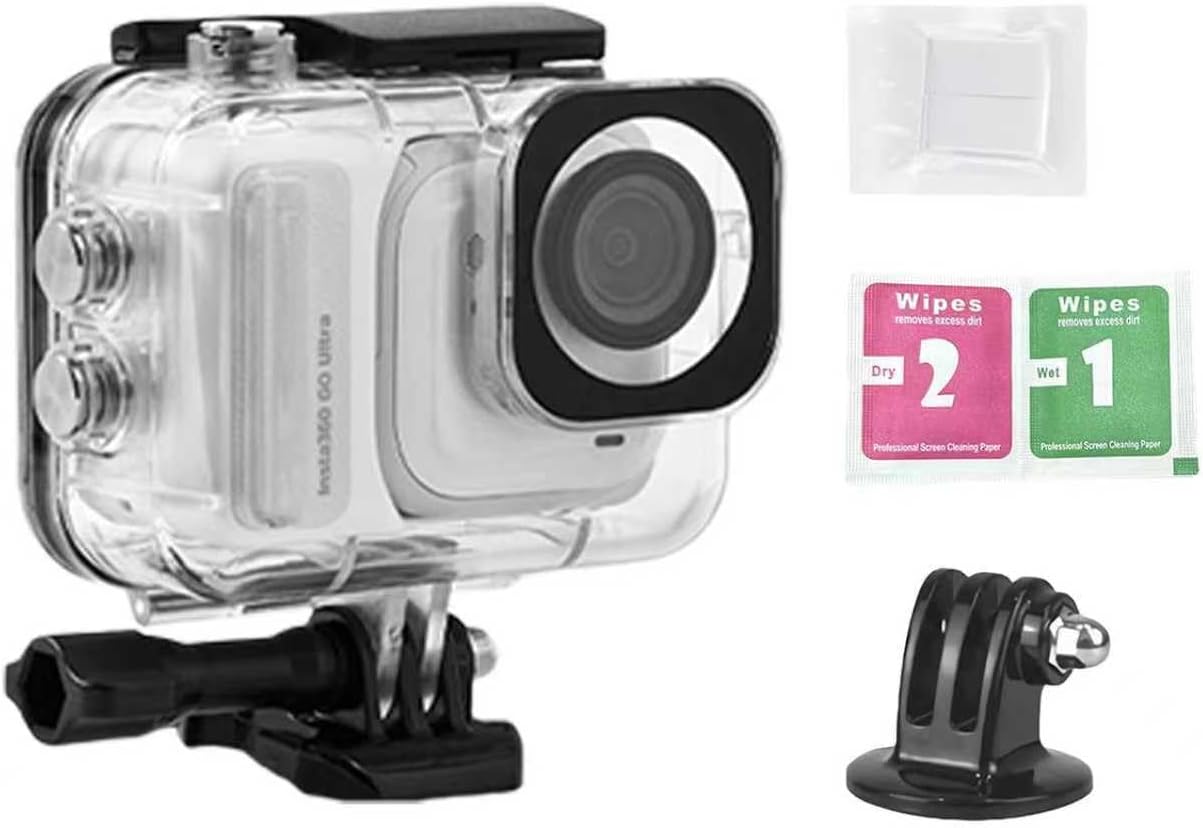 Waterproof Case for Insta360 GO Ultra Full Set, 60M/196FT Underwater Diving Protective Shell, Compatible with Insta360 GO Ultra Camera & Charging Case for Surfing, Diving & Swimming