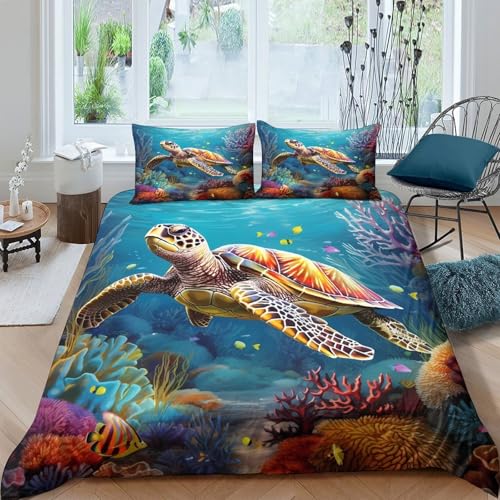 Housse de couette tortue de mer de qualité supérieure en tissu microfibre ultra doux - 4