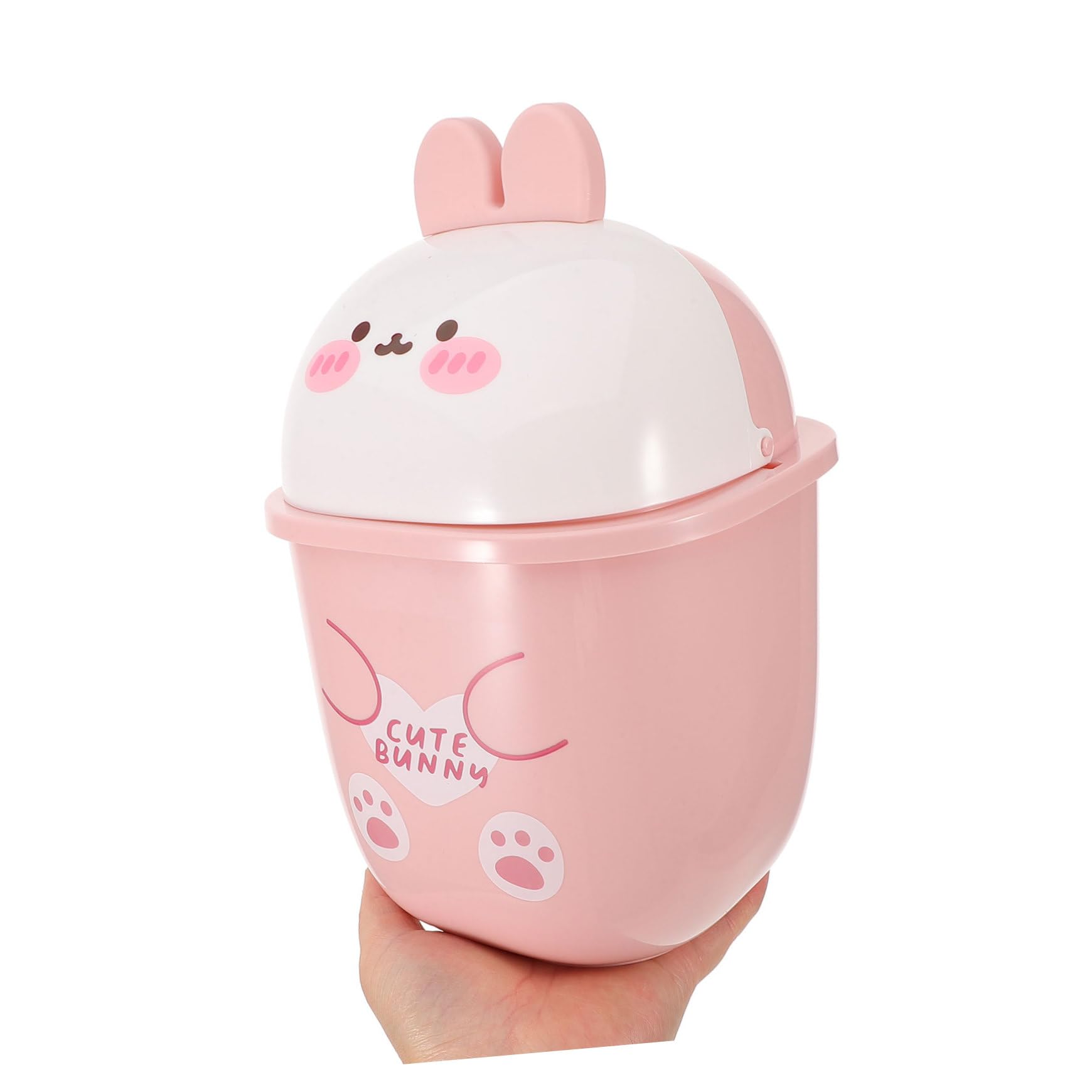 Outanaya Kleiner Schreibtisch Mülleimer aus Pp mit Flip Top Deckel, Rosa