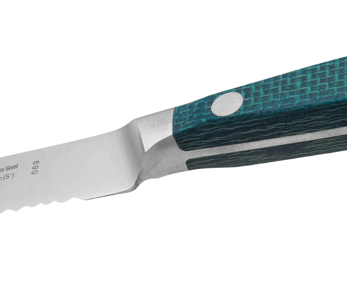 Arcos 192023 Serie Brooklyn - Tomatenmesser - Klinge aus Nitrum geschmiedetem Edelstahl 130 mm - HandGriff Micarta Farbe Blau (Seiden klinge)