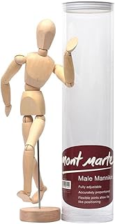 Mont Marte Manichino Disegno – Maschio 30 cm – Modello di legno – Mannekin Arte flessibile – Perfetto per Principianti, Professionisti e Artisti