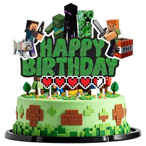 YOGARTH Pixe   Decoración para Tarta de Cumpleaños Infantil, Adorno para Fiesta de Cumpleaños para Niños, Color G
