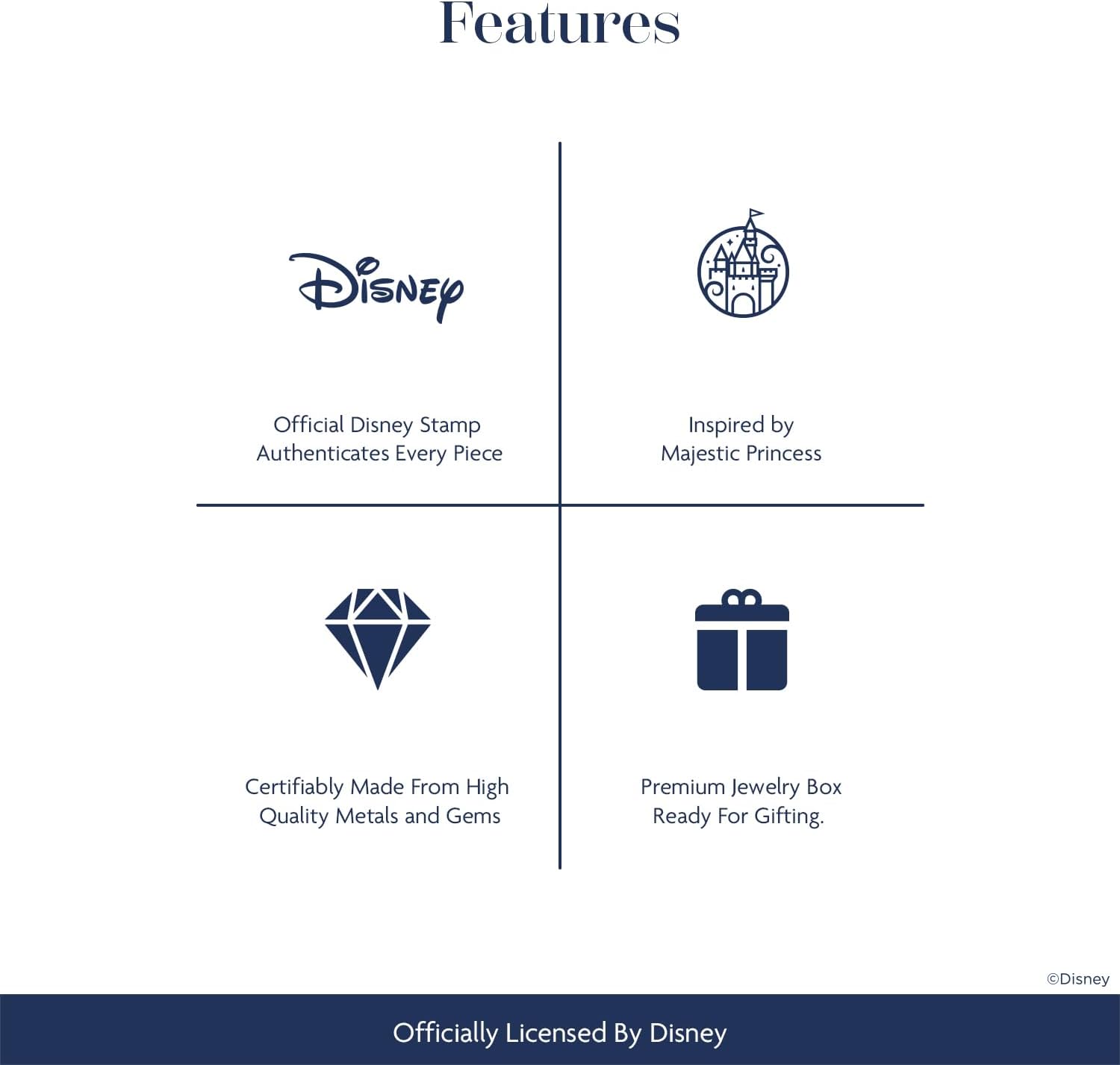 Jewelili Enchanted Disney Fine Jewelry Sterling Silver and 10K Rose Gold 1/5 CTTW Diamond Majestic princess Tiara Ring.