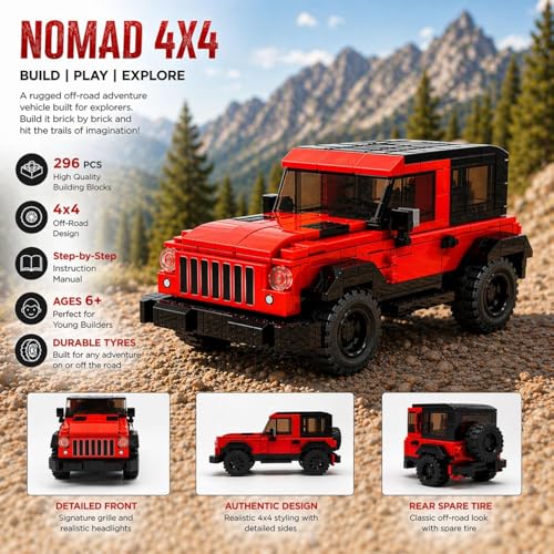 Image of Premium Building Blocks Set for Kids Age 6+ | 300+ Pieces DIY Construction Toy | STEM Educational Learning Toy | Develops Problem Solving & Fine Motor Skills | Screen (Nomad 4x4)
