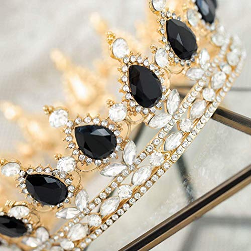 Image of Foyte Baroque Queen Crown and Tiaras Sparkly Rhinestone Wedding Crown Bride Tiaras Royal Princess Full Tiaras Headpieces for Women and Girls