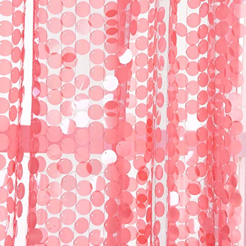 Balsacircle 52 X 64-Inch Coral Big Payette Sequin Window Drapes Curtains 2 Panels - Home Party Wedding Ceremony Decorations #TOP4