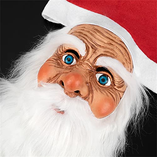 Masque d'accessoires de Cosplay Santa réaliste avec bonnet rouge - 3