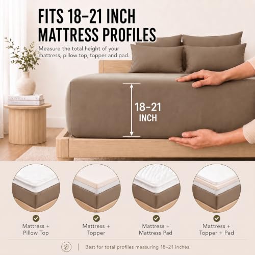 Image of CozyLux Cal King Sheet Set 6-Piece, 21-Inch Deep Pocket, Soft Brushed Feel