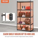 VEVOR Storage Shelving Unit, 5-Tier Adjustable, 2000 lbs Capacity, Heavy Duty Garage Shelves Metal Organizer Utility Rack, Black, 36" L x 18" W x 72" H for Kitchen Pantry Basement Bathroom Laundry - Image 4