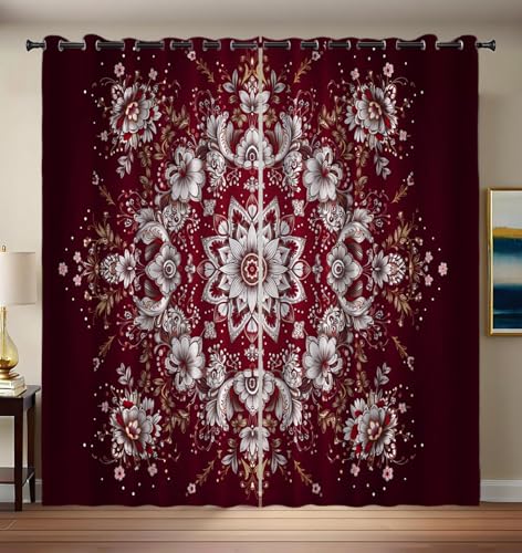 Rideau occultant mandala fleur géométrique 140x225cm lot de 2 isolant - 2