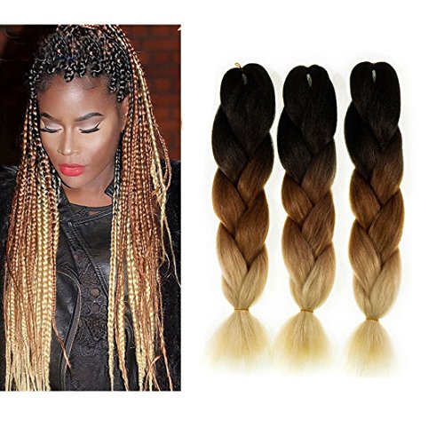 Fancy Look Hair Jumbo Braid Hair 3pcs/lot Synthetic Expressions Hair Extensions Cheap Braiding Hair Extensions (Black/D-Brown/L-Brown)