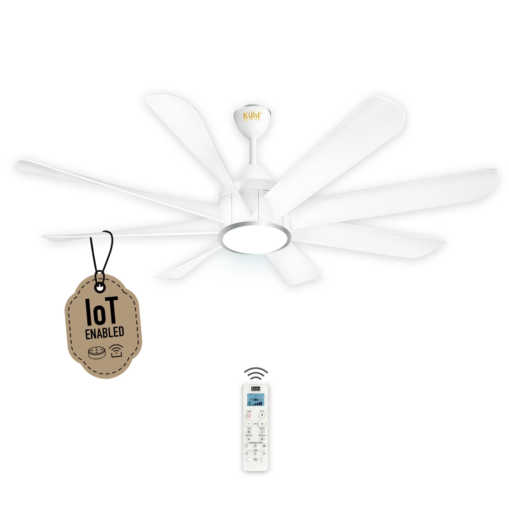 KUHL Platin D8 1500 mm 65% Power Saving BLDC Ceiling Fan With Remote | Down Light | 38W | 5 Star | Low Noise | Iot -Marked | High Air Flow | 5 Year Warranty On Motor | White | Free Installation-image-23