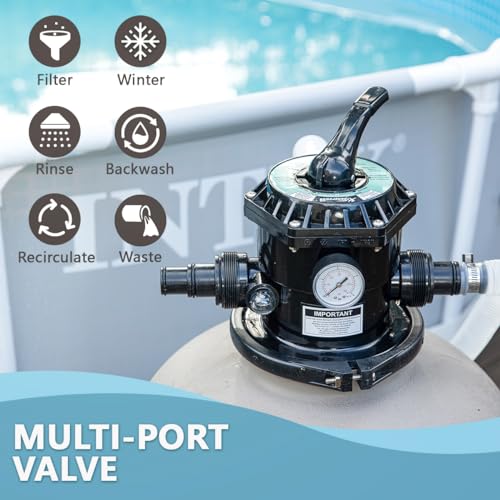 Image of XtremepowerUS 19 inch Sand Filter Pump System for Above Ground Swimming Pool Self-Priming Pool Pump Multi-Port Valve, Strainer Basket 2,400-4,500 GPH, Up to 18,000 Gallons